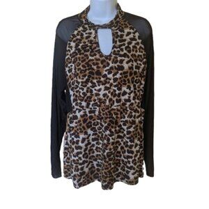 Animal Print and Mesh Top 2XL